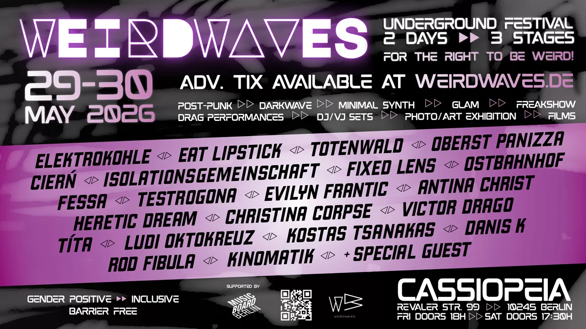 Weirdwaves festival graphic with artist lineup
